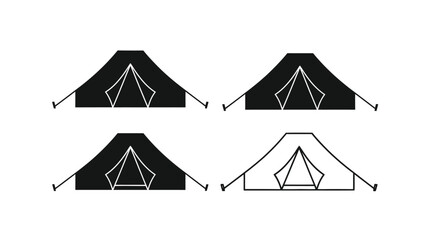 Four tent designs shown in a minimalist black and white silhouette © RASHIDA