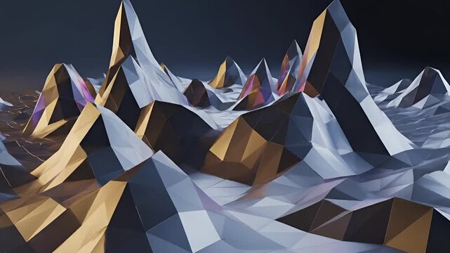 Abstract Low Poly Mountain Landscape Animation with Geometric Shapes.