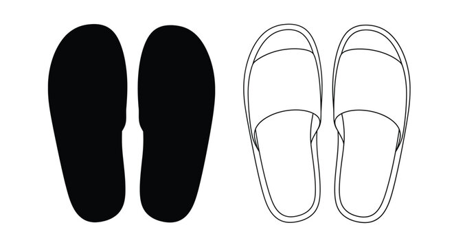 Footprints and sandals a contrasting depiction of footwear silhouette