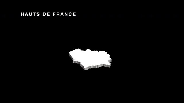 Hauts de france region map of france animation