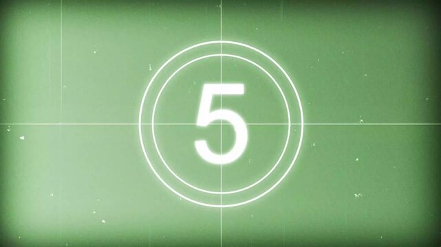 Retro film countdown 10 to 0 animation in 4k, vintage movie leader timer with authentic dust, scratches and flicker effects, old cinema style background for trailers, intros and creative projects
