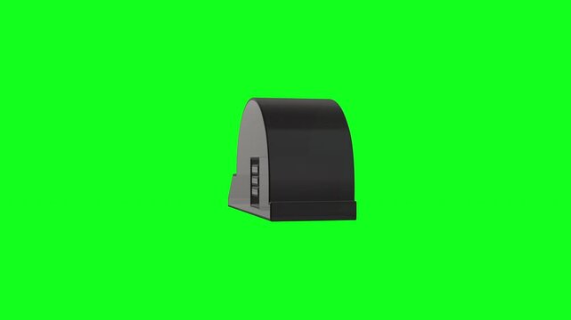 Rotating military bunker hangar on green screen
