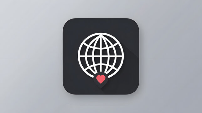 a globe in sketch style with a mini heart inside