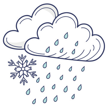 Rain and Snow Mixed Weather Vector Icon Representing Sleet Precipitation