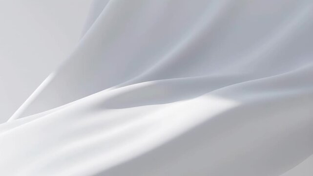 Flowing white fabric gently swaying in the breeze. Represents elegance, purity, and versatility in design and fashion contexts
