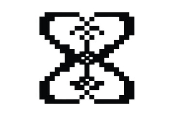 Obraz premium Vintage Pixel Art Hourglass Symbol, Black and White Vector Icon for Loading and Waiting Screen