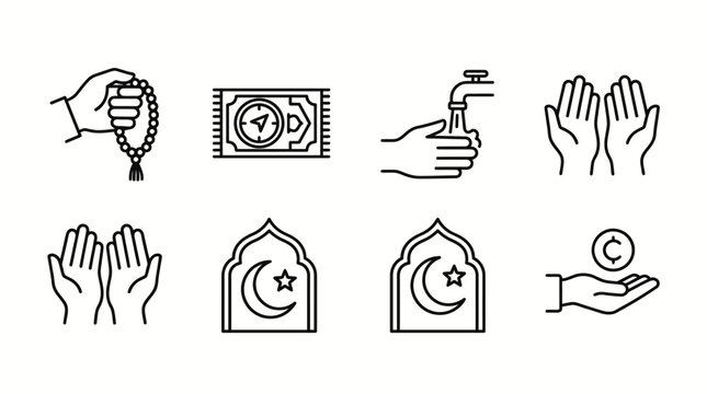 Islamic Prayer Ritual Spiritual Icons