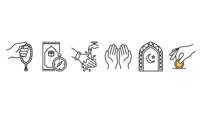 Islamic Prayer Ritual Spiritual Icons
