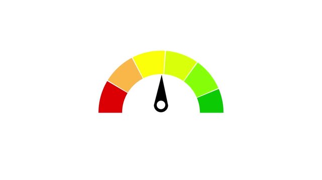 Different emotions art design from red to green. Abstract concept graphic element of tachometer, speedometer, motion grahpic transparent video 4k
