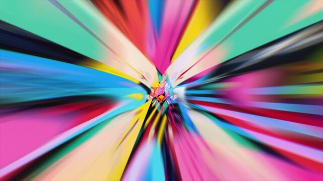 An immersive experience of flying through a neon-colored speed portal. Fast-paced, seamless loop perfect for high-energy video edits, vj and transitions.