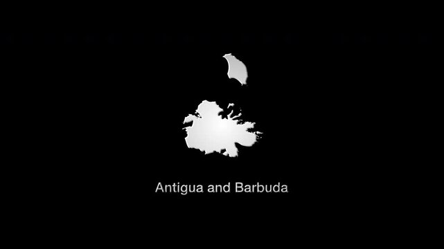 Antigua and barbuda map revealing with a digital glitch effect