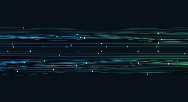 Minimalist Horizontal Data Stream with Digital Nodes