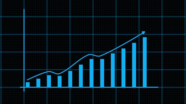 business success graph growing success with grid line animated video background finance economy digital growth analysis