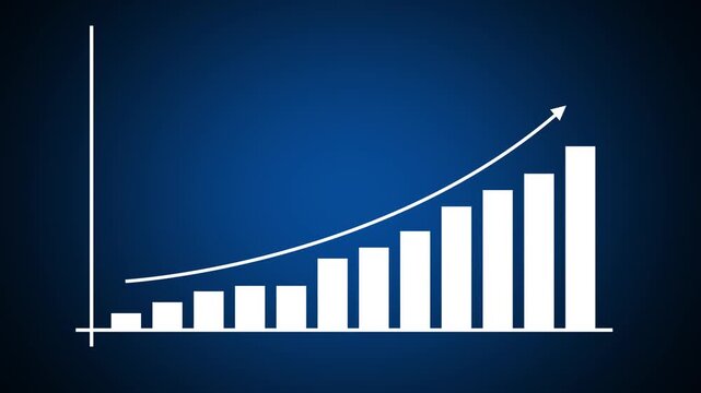 animated success graph growing business with grid line video background financial data digital market trends