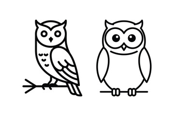 Fototapeta premium Owl Silhouette Minimalist Line Art Vector Illustration