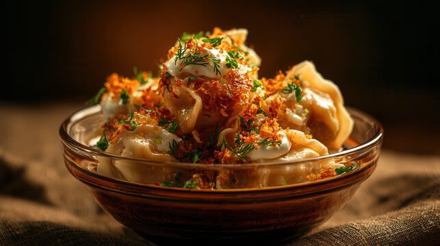Ukrainian halushky with pork and sour cream