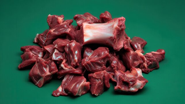 Raw goat meat showcasing chaali curry preparation