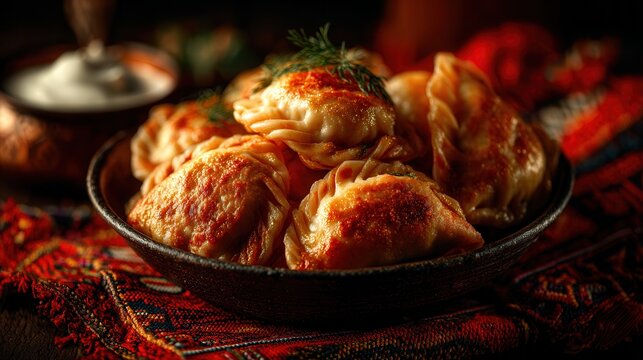 Ukrainian halushky dumplings in warm, inviting setting