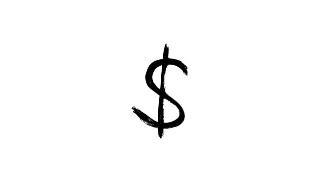 Hand Drawn Animated Dollar Sign Icon on White Background.