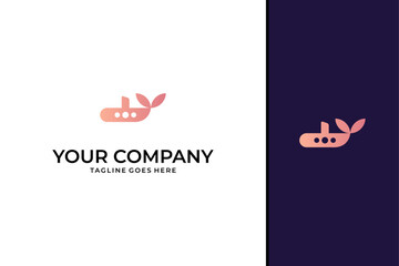 Obraz premium Creative Submarine and Whale Tail Fusion Logo Vector Template