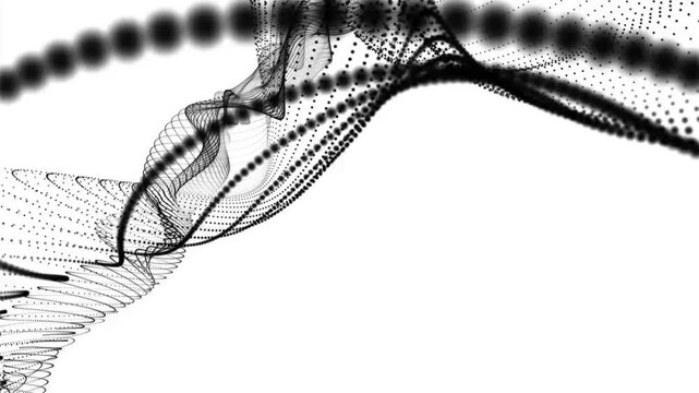 Futuristic technology wave motion with cloud data points, Abstract seamless loop of futuristic mesh glowing blue dots digital luxurious sparkling wave particles flows white background, Digital, video