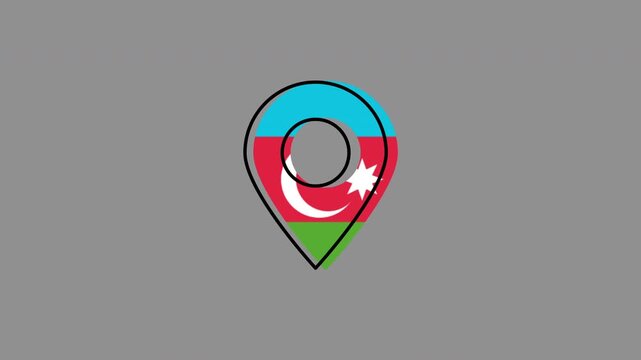 Azerbaijan flag location pin animation icon