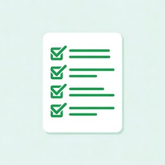 Obraz premium Checklist icon with green checkmarks on a light green background