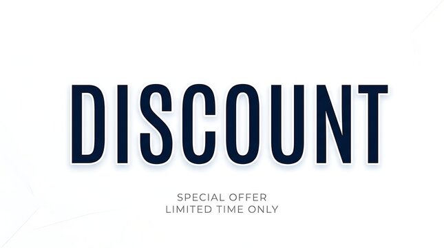 Discount text in bold blue letters on white background with save money great deal customer offer discount reduction promotion marketing commerce business typography background advertisement