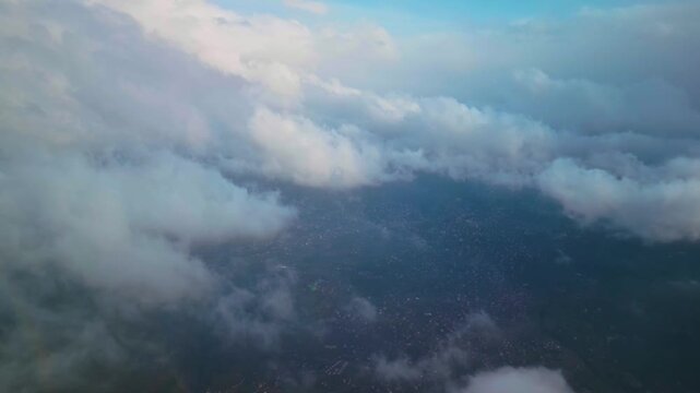 Flying Through Ethereal White Clouds