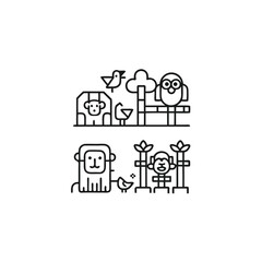 Black and White Retro Pixel Art Jungle Scene Featuring Tropical Plants and Animals © SWORNALY