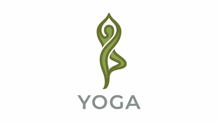 Obraz premium A unique logo design representing yoga, featuring a graceful figure in an elegant pose, embodying balance, wellness, and tranquility in a modern artistic style.