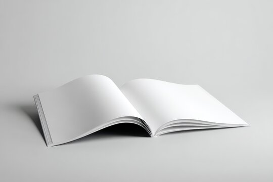 Studio mockup of an empty magazine, open two-page layout, soft lighting