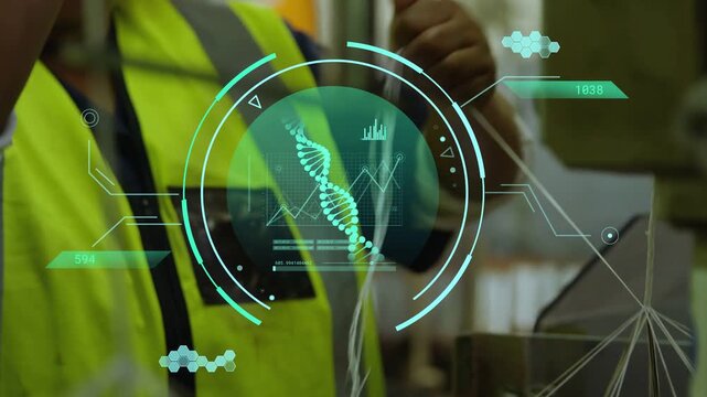 Vertical video: AR appearing, cam zooming as tech feeding, using lever and aligning parts for QC