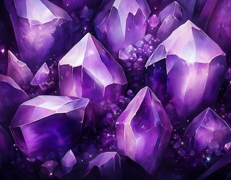 close up background of dark lilac amethyst crystals