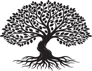 Obraz premium Tree Silhouette Vector Isolated on White Background, Nature Clipart Illustration