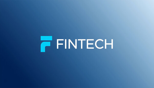 A modern fintech logo on a sleek blue gradient background