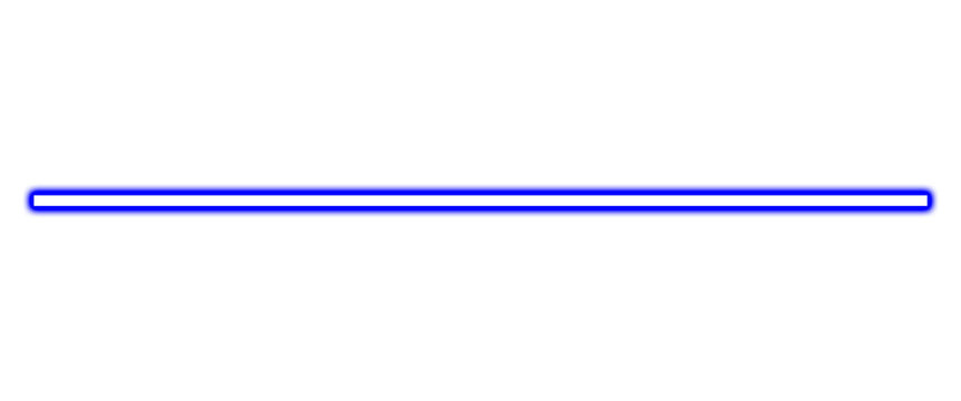 A single straight horizontal blue neon light line glowing on a dark background for digital design and graphics