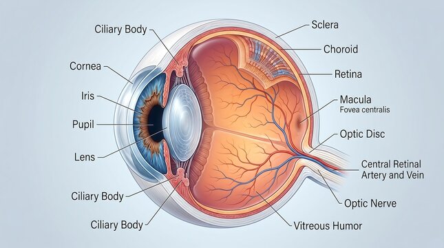 Anatomy of the human eye structure.