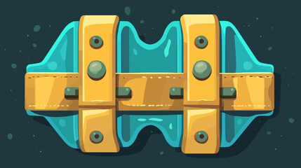 Fototapeta premium A stylized illustration depicting a cartoonish, segmented object with a yellow, strapped design