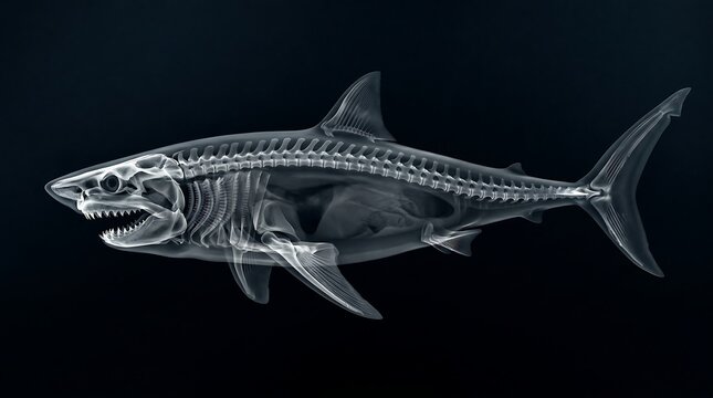 Detailed skeleton of a shark.