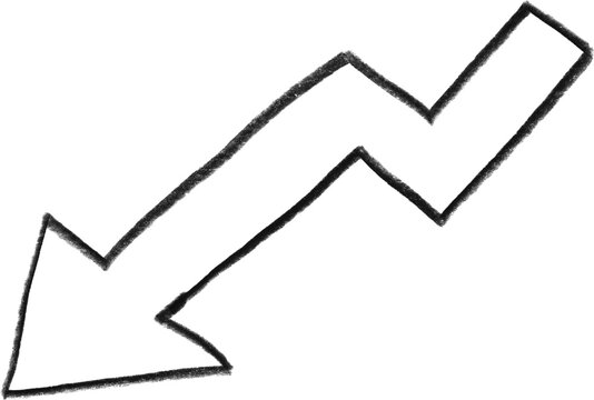 Downward Zigzag: This image features a stark, black zigzag arrow pointing downwards, a visual metaphor for decline or a decrease in value.