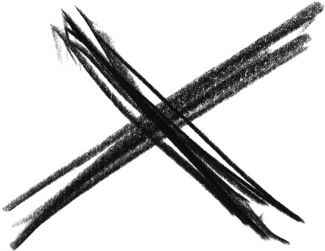 The Charcoal 'X' Mark: A bold and expressive charcoal 'X' mark, a raw symbol of negation, erasure, or decision.