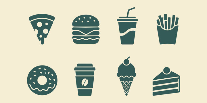 Snacks and Street Food Elements Vector Bundle, Clean Flat Food Illustration Pack
