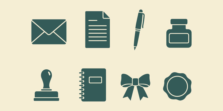 Desk Supplies and Paperwork Vector Bundle, Clean Flat Office Illustration Pack