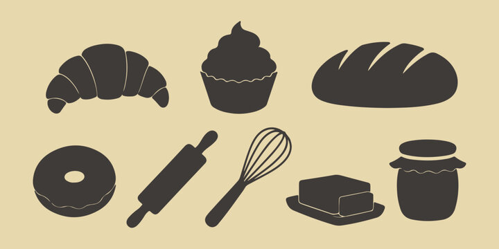 Bread and Dessert Elements Vector Bundle, Clean Flat Bakery Illustration Pack