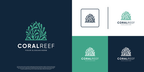 logo for the preservation and protection of marine life with an abstract concept of coral reefs, beauty, vector graphic illustration. © dhulpikir