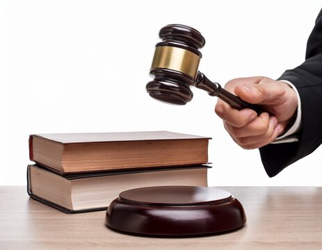 zg judges hand holding gavel to isolated on a white background
