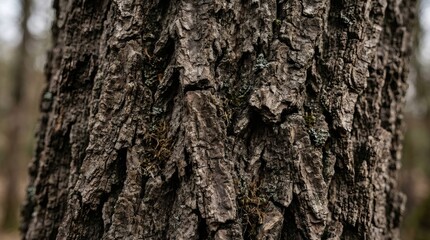 Obraz premium Tree bark surface showing natural rough texture in forest