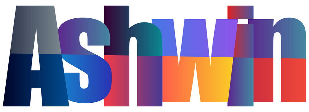 Colorful Gradient Text Logo Design Featuring Name Ashwin Isolated Background
