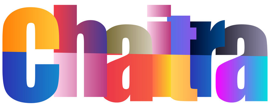 Colorful gradient typography text design chaitra with vibrant lettering style